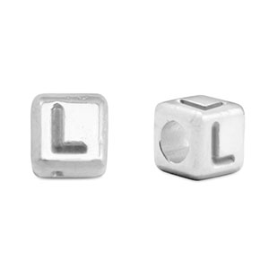 Metall Perlen Buchstabe DQ L Antik silber (Nickelfrei)