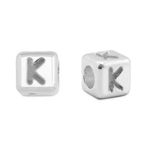 Metall Perlen Buchstabe DQ K Antik silber (Nickelfrei)