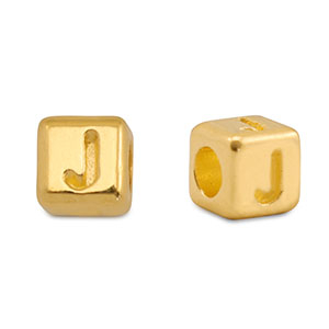 Metall Perlen Buchstabe DQ J Gold (Nickelfrei)