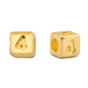 Metall Perlen Buchstabe DQ 4 Gold (Nickelfrei)