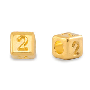 Metall Perlen Buchstabe DQ 2 Gold (Nickelfrei)