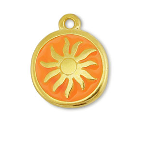 Metall Anh&auml;nger DQ Sonne Gold-orange (Nickelfrei)