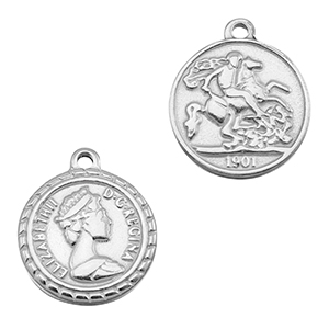 Stainless Steel - Rostfrei Stahl Anh&auml;nger M&uuml;nze Silver