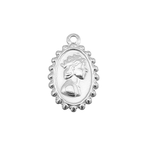 Stainless Steel - Rostfrei Stahl Anh&auml;nger Frau mit Krone Silver
