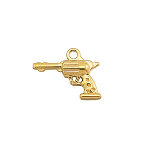 Stainless Steel - Rostfrei Stahl Anh&auml;nger Revolver Gold