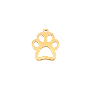 Stainless Steel - Rostfrei Stahl Anh&auml;nger Hund Pfote Gold