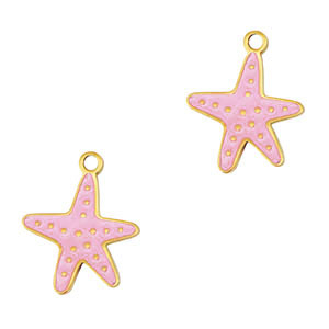 Stainless Steel - Rostfrei Stahl Anh&auml;nger Seestern Gold-pink
