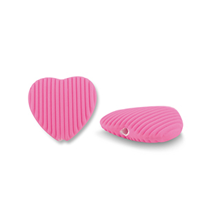 Acryl Perlen Herz Magenta pink