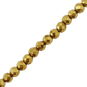 H&auml;matit Perlen Rund 3mm Facett geschliffen Gold