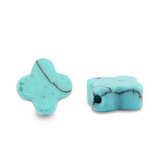 Naturstein Perlen Calcit Gl&uuml;cksklee Turquois