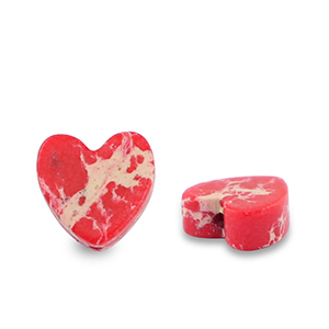 Naturstein Perlen Herz Red-white-brown