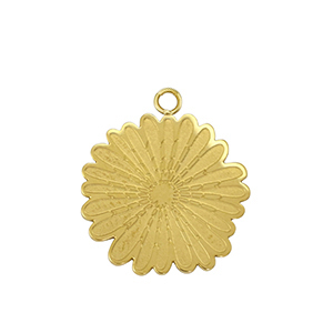 Stainless Steel - Rostfrei Stahl Anh&auml;nger Blume Gold / White