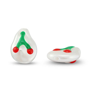 Acrylperlen Kirschen Pearl-green-red