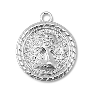 Metall Anh&auml;nger Rund mit Queen Elisabeth Silver