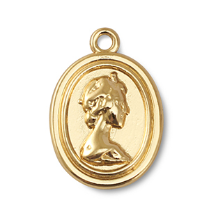 Metall Anh&auml;nger Oval mit Queen Elisabeth Gold