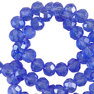 Top Glas Facett Perlen 6x4mm rondellen Royal blue transparent