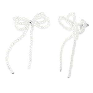 Trendy Ohrringe/Ohrstecker Perlen Schleife White-silver