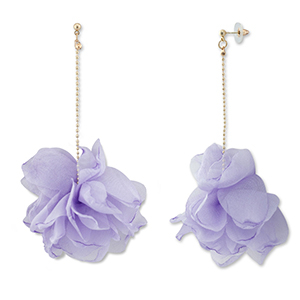 Trendy Ohrringe/Ohrstecker Chiffon Blume Lavender-gold