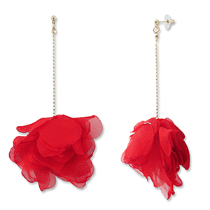 Trendy Ohrringe/Ohrstecker Chiffon Blume Red-gold