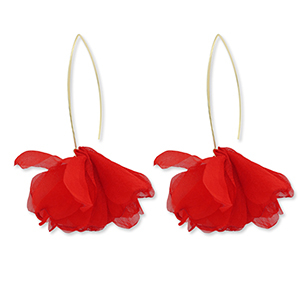 Trendy Ohrringe Chiffon Blume Red-gold