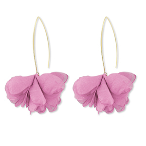 Trendy Ohrringe Chiffon Blume Mauve pink-gold