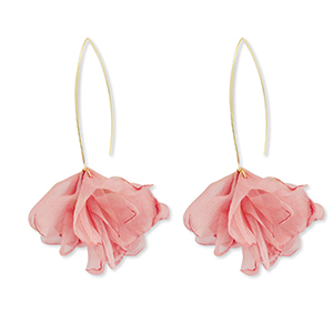 Trendy Ohrringe Chiffon Blume Peach pink-gold