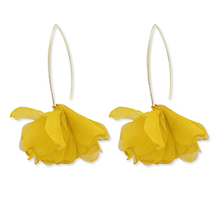 Trendy Ohrringe Chiffon Blume Yellow-gold