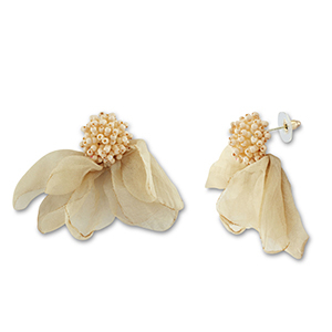 Trendy Ohrringe/Ohrstecker Chiffon Blume Beige brown-gold