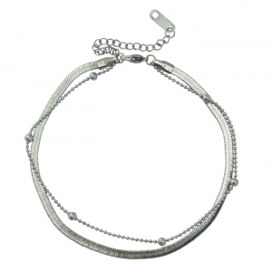 Fusskettchen aus Stainless Steel - Rostfreiem Stahl duo Layer Silver