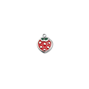 Stainless Steel - Rostfrei Stahl Anh&auml;nger Erdbeere Silver-red-green