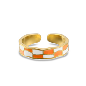 Ringe aus Stainless Steel - Rostfreiem Stahl Blockmuster Gold