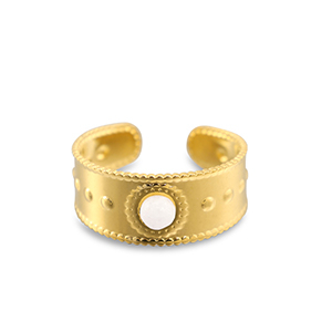 Ringe aus Stainless Steel - Rostfreiem Stahl Perlen Gold-white