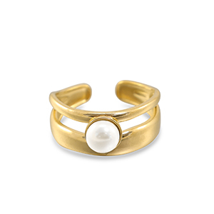 Ringe aus Stainless Steel - Rostfreiem Stahl Perlen Gold-white
