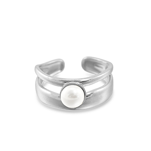 Ringe aus Stainless Steel - Rostfreiem Stahl Perlen Silver-white