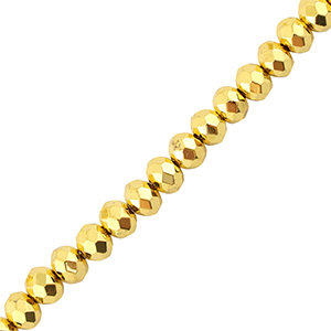 Top Glas Facett Perlen 4x3mm Rondellen Metallic gold