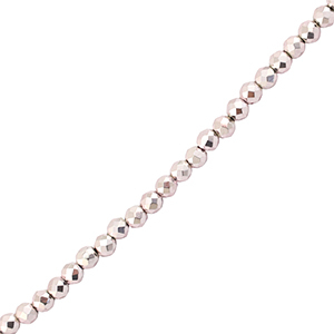 Top Glas Facett Perlen 2mm Rund Metallic light pink