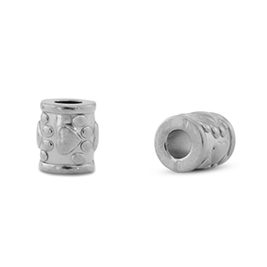 Stainless steel - Rostfrei Stahl Perlen Tube Hund pfote Silver