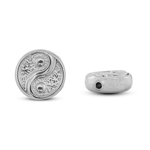 Stainless steel - Rostfrei Stahl Perlen Yin & Yang Silver