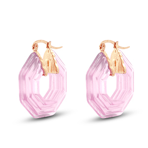 Trendy Resin Ohrringe Hexagon Gold-transparent pink