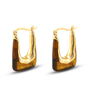 Trendy Resin Ohrringe Rechteck Gold-transparent golden brown