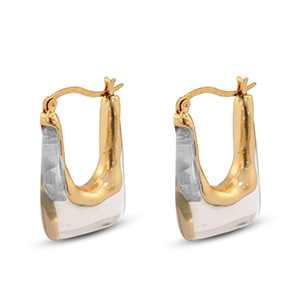Trendy Resin Ohrringe Rechteck Gold-transparent