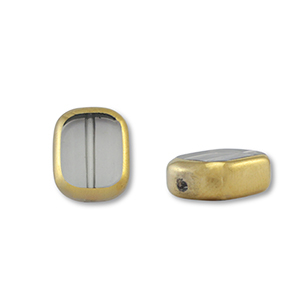 Glasperlen Rechteck Grey transparent-gold