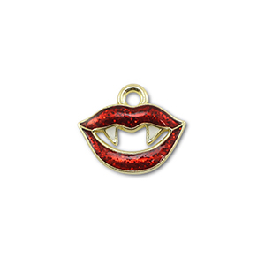 Metall Anh&auml;nger Vampirmund Gold-red