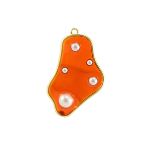 Resin Anh&auml;nger Irregular mit Perlen Gold-orange-white