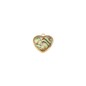 Resin Anh&auml;nger mit Imitation Muschel Herz Gold-ocean green
