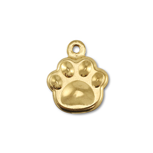 Stainless Steel - Rostfrei Stahl Anh&auml;nger Hund Pfote Gold