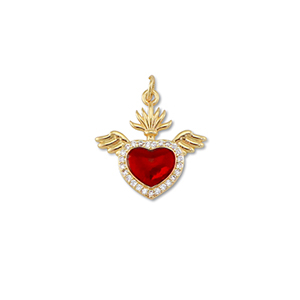 Brass TQ Metall Anh&auml;nger Hertz mit Fl&uuml;gel Gold-red