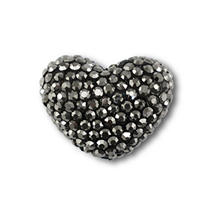 Bohemian-Perlen Herz Anthracite