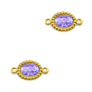 Stainless Steel - Rostfrei Stahl Zwischenst&uuml;cke Zirkonia Oval Gold-purple