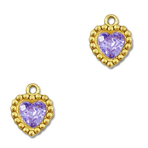 Stainless Steel - Rostfrei Stahl Anh&auml;nger Zirkonia Herz Gold-purple